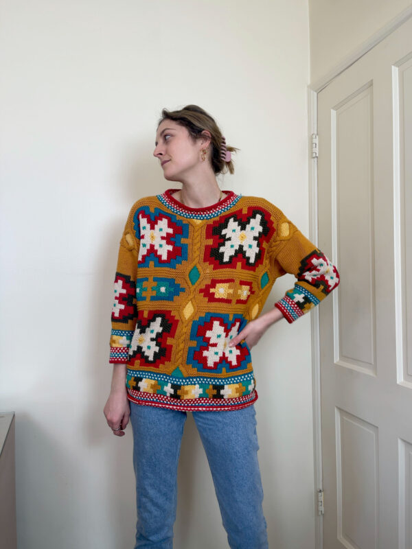 Multicolor Knit Sweater Here for the fashion