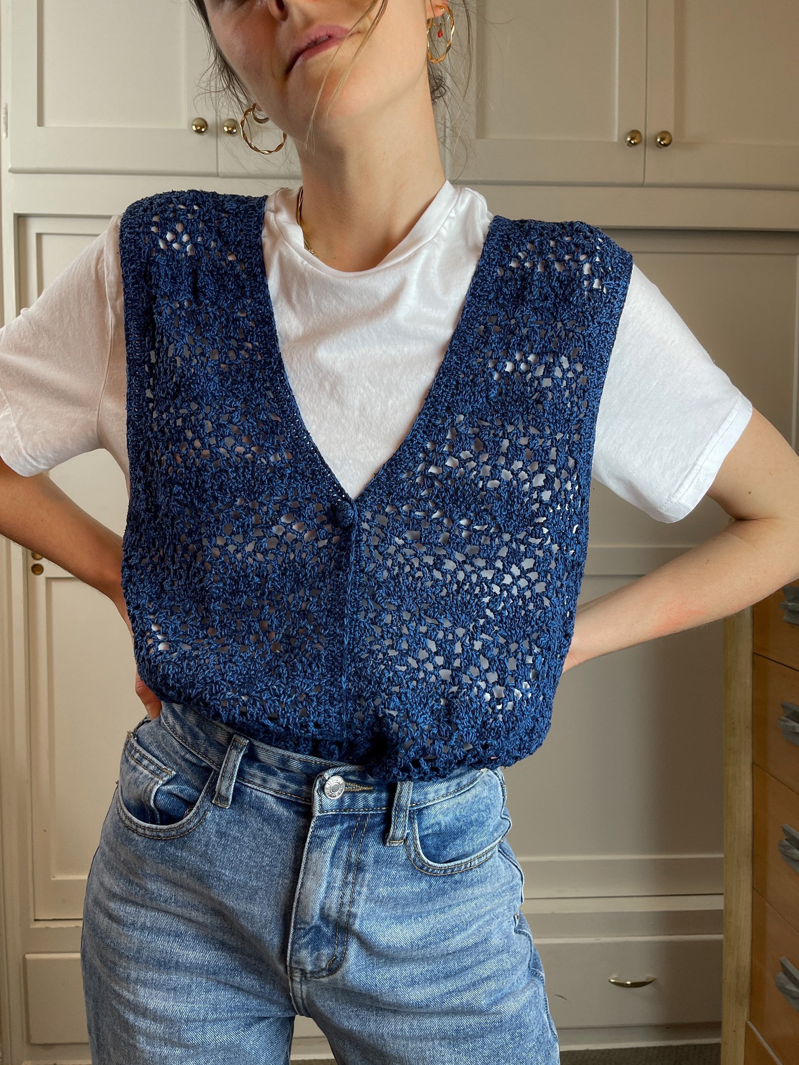 Blue Baby Crochet Vest - Here for the fashion